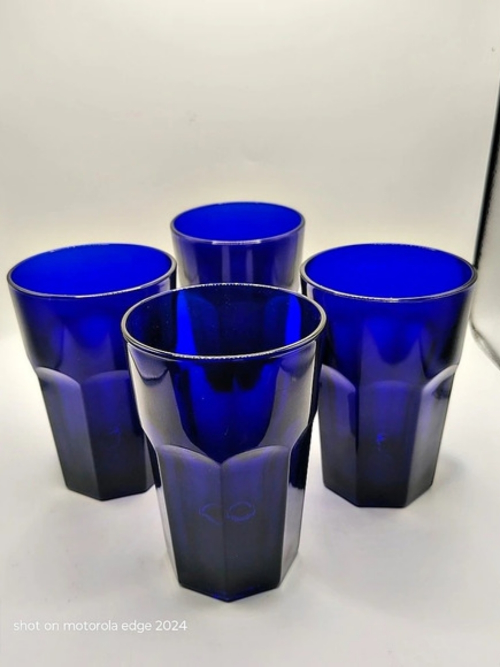 Vintage Libbey Cobalt Blue Gibraltar Glasses - Set of 4 Octagonal Tumblers